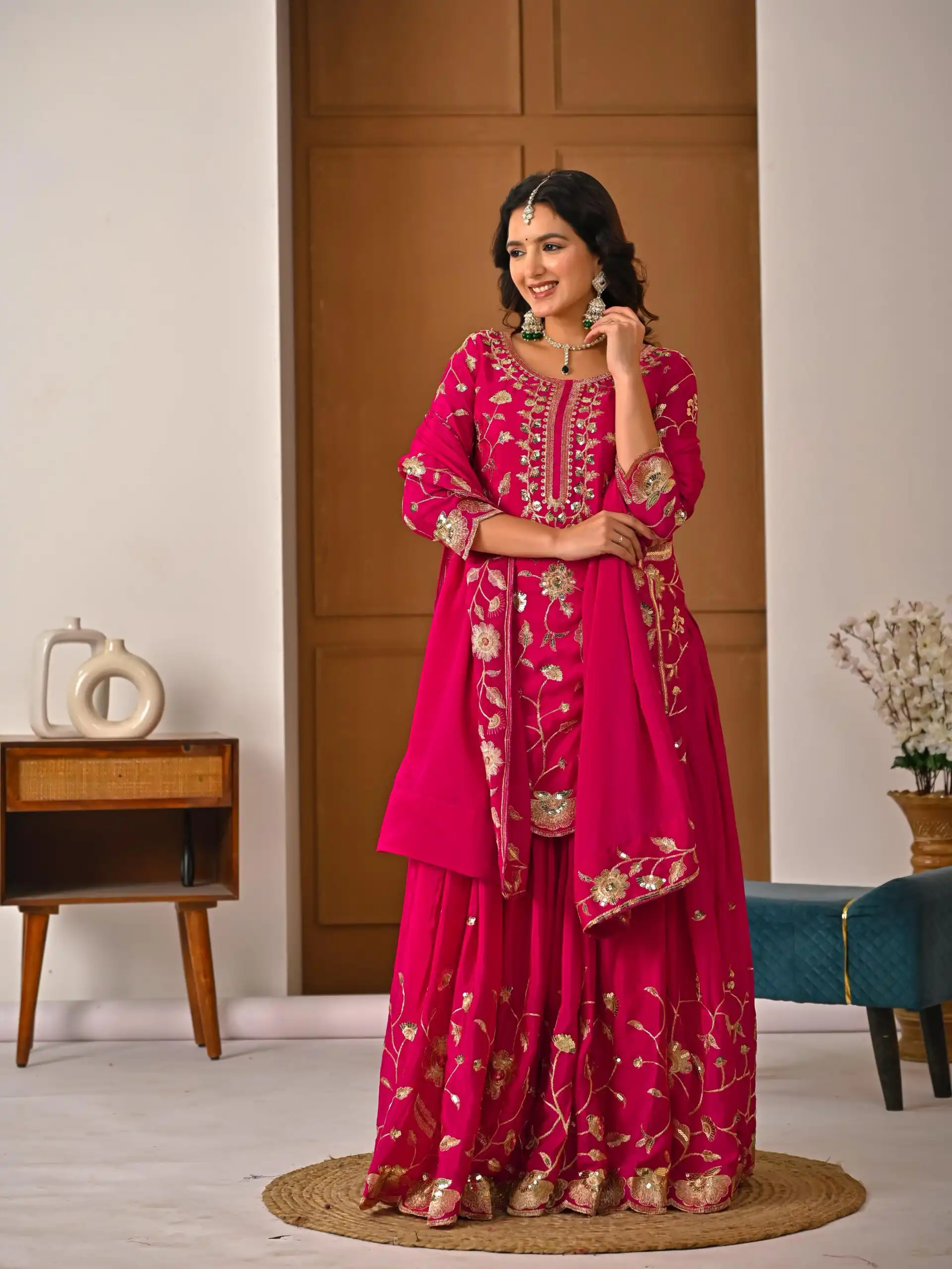 MD 3057 Pink Chinon Silk Salwar Suit with Embroidery Work & Lace Work. Affordable Price ₹2149. Delivery 4-6 Working Days. Shop now. | Casual Suits, Jump Suits, Creative suits, Designer Suits, Palazzo Suits, Party Wear Suits, Patiala Suits, Salwar suit, Straight Suits