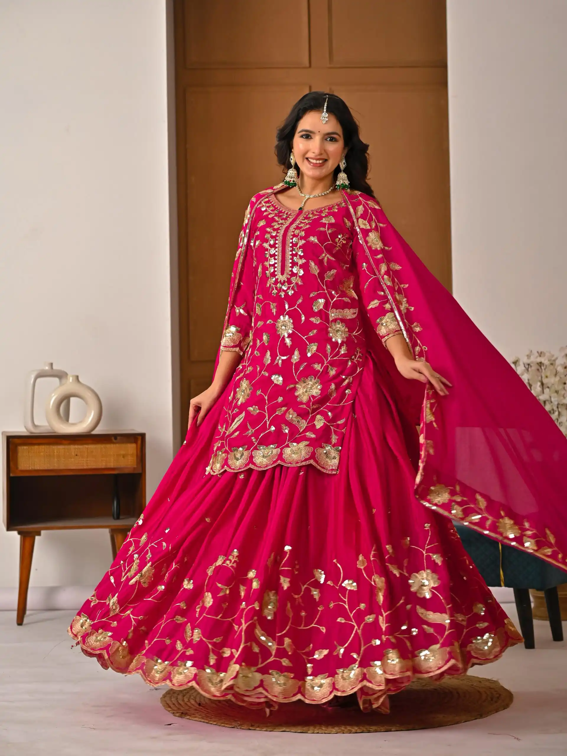 MD 3057 Pink Chinon Silk Salwar Suit with Embroidery Work & Lace Work. Affordable Price ₹2149. Delivery 4-6 Working Days. Shop now. | Casual Suits, Jump Suits, Creative suits, Designer Suits, Palazzo Suits, Party Wear Suits, Patiala Suits, Salwar suit, Straight Suits