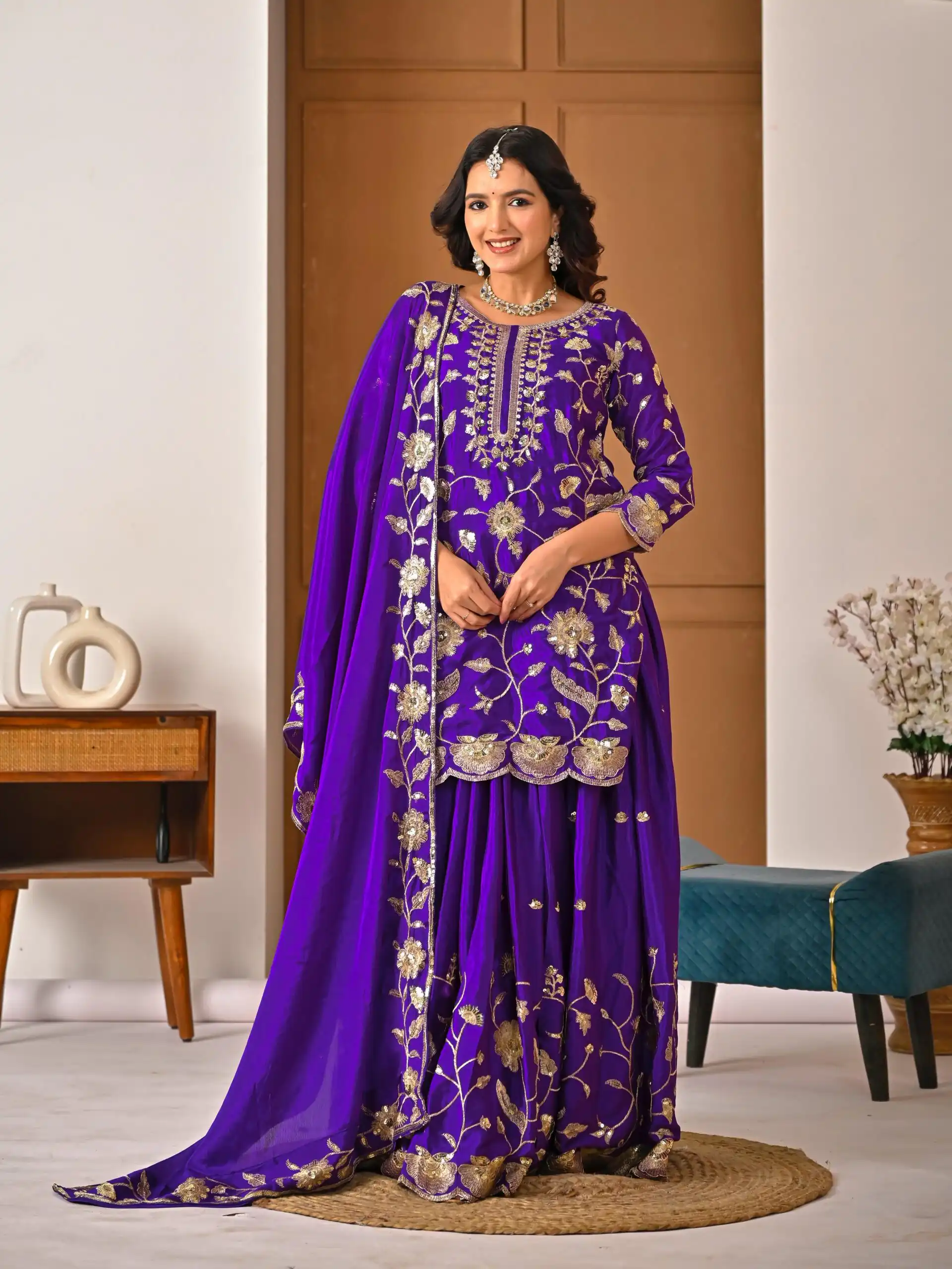 MD 3057 Purple Chinon Silk Salwar Suit with Embroidery Work & Lace Work. Affordable Price ₹2149. Delivery 4-6 Working Days. Shop now. | Casual Suits, Jump Suits, Creative suits, Designer Suits, Palazzo Suits, Party Wear Suits, Patiala Suits, Salwar suit, Straight Suits