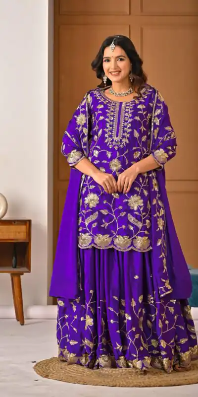 MD 3057 Purple Chinon Silk Salwar Suit with Embroidery Work & Lace Work. Affordable Price ₹2149. Delivery 4-6 Working Days. Shop now. | Casual Suits, Jump Suits, Creative suits, Designer Suits, Palazzo Suits, Party Wear Suits, Patiala Suits, Salwar suit, Straight Suits