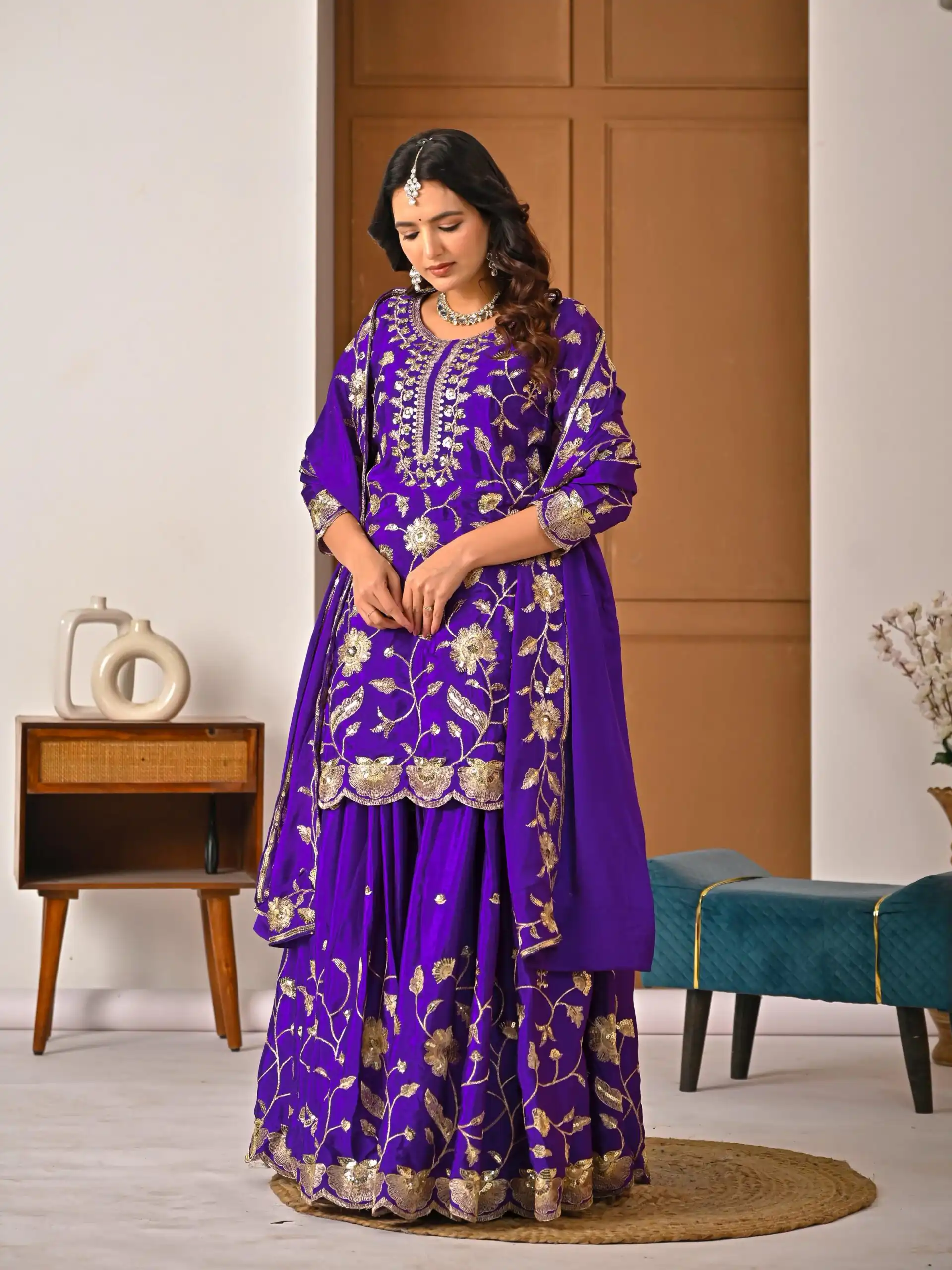 MD 3057 Purple Chinon Silk Salwar Suit with Embroidery Work & Lace Work. Affordable Price ₹2149. Delivery 4-6 Working Days. Shop now. | Casual Suits, Jump Suits, Creative suits, Designer Suits, Palazzo Suits, Party Wear Suits, Patiala Suits, Salwar suit, Straight Suits