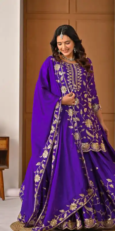 MD 3057 Purple Chinon Silk Salwar Suit with Embroidery Work & Lace Work. Affordable Price ₹2149. Delivery 4-6 Working Days. Shop now. | Casual Suits, Jump Suits, Creative suits, Designer Suits, Palazzo Suits, Party Wear Suits, Patiala Suits, Salwar suit, Straight Suits