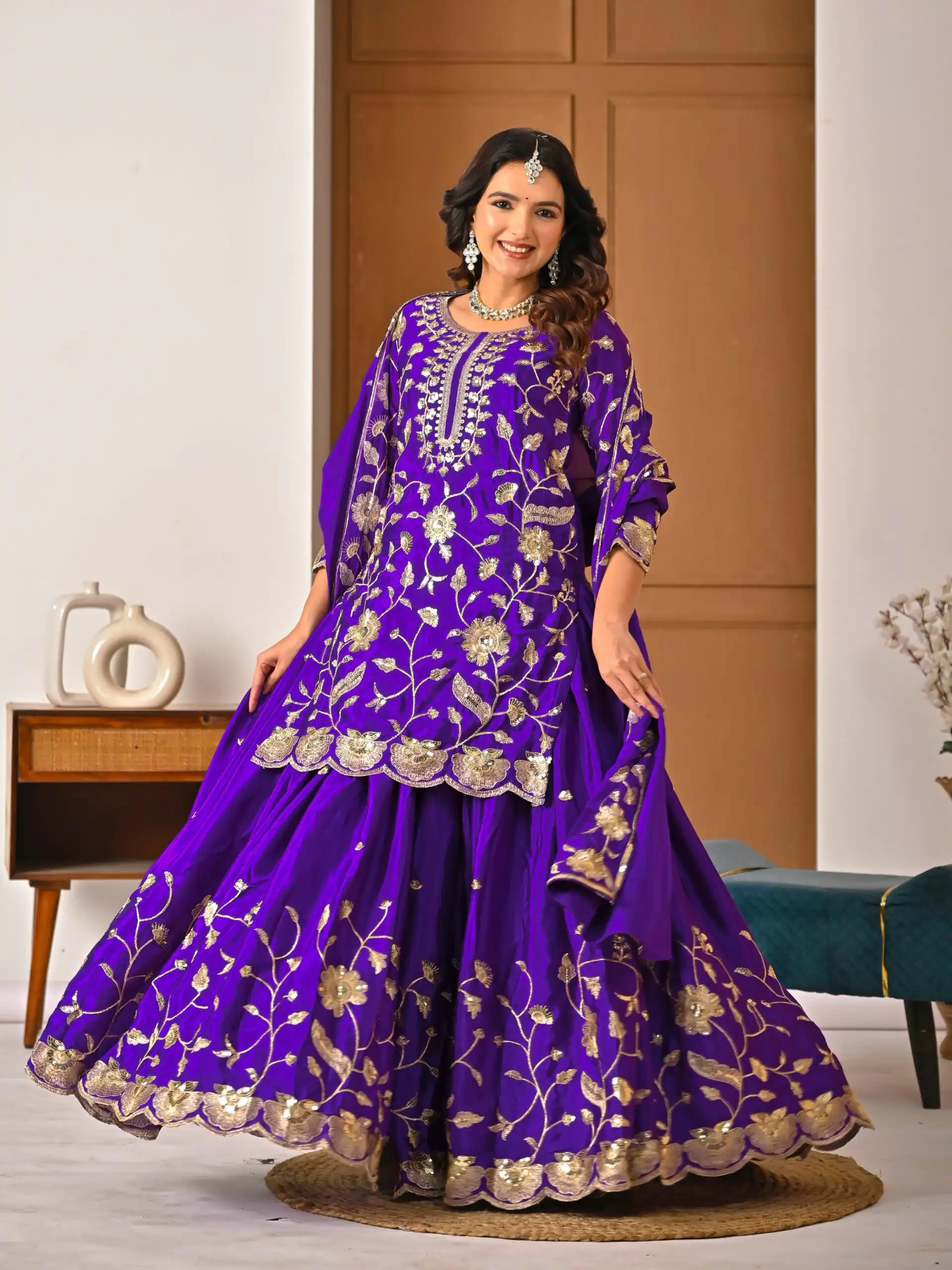 MD 3057 Purple Chinon Silk Salwar Suit with Embroidery Work & Lace Work. Affordable Price ₹2149. Delivery 4-6 Working Days. Shop now. | Casual Suits, Jump Suits, Creative suits, Designer Suits, Palazzo Suits, Party Wear Suits, Patiala Suits, Salwar suit, Straight Suits