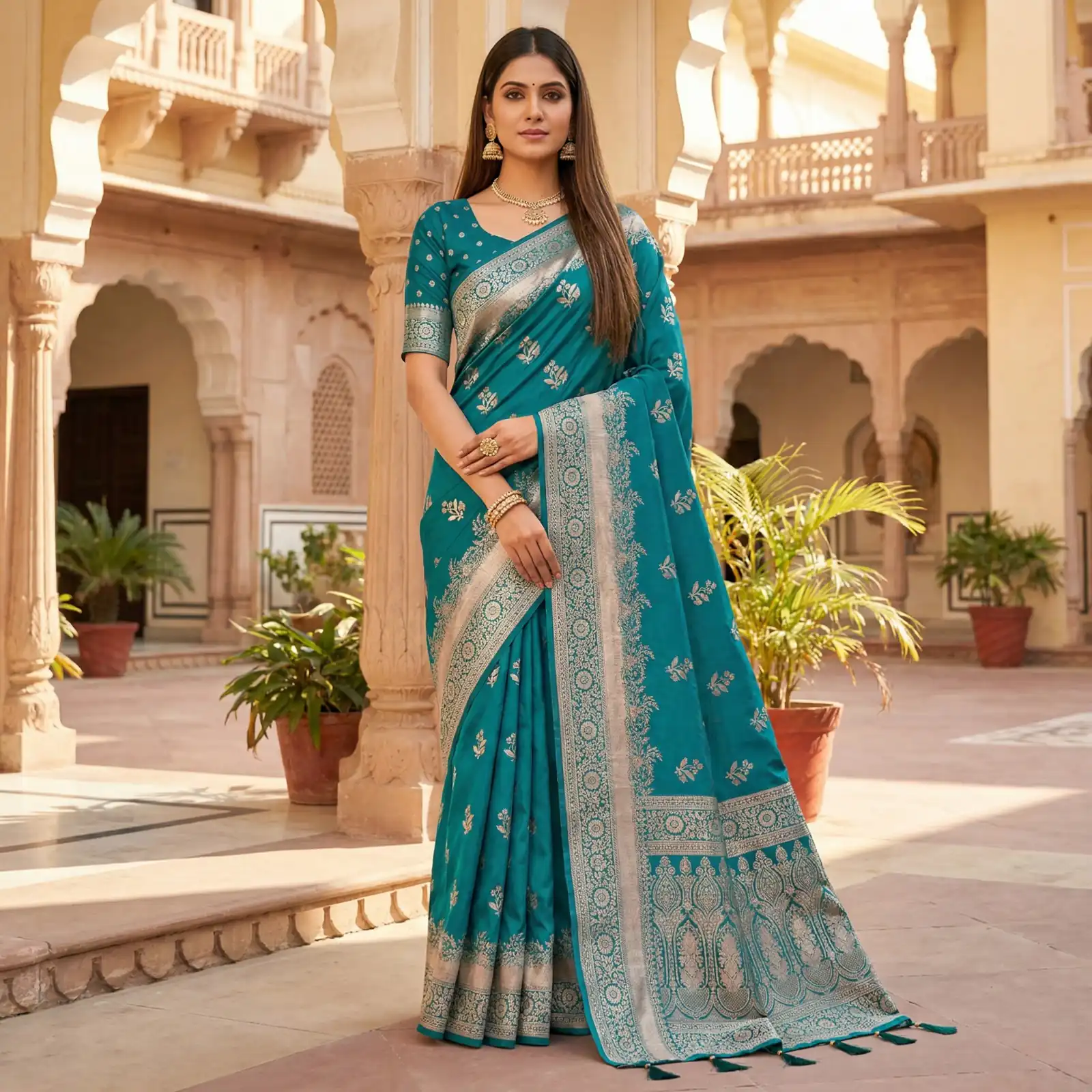 MB 39 Teal Color Banarasi Saree with Zari Work & Lace Work. Introductory Price ₹1899. Delivery 4-6 Working Days. Shop now. | Creative Sarees, Bollywood Sarees, Designer Sarees, Embroidered Sarees, Ethnic Saree, Modern Digital sarees, Party Wear Sarees, Sarees