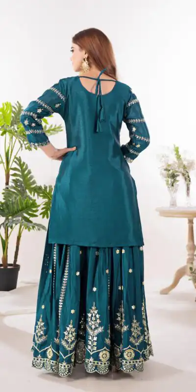 ND 5033 Teal Chinon Silk Salwar Suit with Embroidery Work & Lace Work. Affordable Price ₹2149. Delivery 4-6 Working Days. Shop now. | Casual Suits, Jump Suits, Creative suits, Designer Suits, Palazzo Suits, Party Wear Suits, Patiala Suits, Salwar suit, Straight Suits