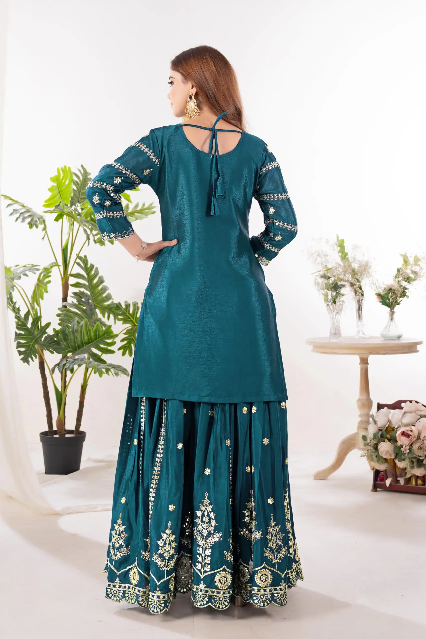 ND 5033 Teal Chinon Silk Salwar Suit with Embroidery Work & Lace Work. Affordable Price ₹2149. Delivery 4-6 Working Days. Shop now. | Casual Suits, Jump Suits, Creative suits, Designer Suits, Palazzo Suits, Party Wear Suits, Patiala Suits, Salwar suit, Straight Suits