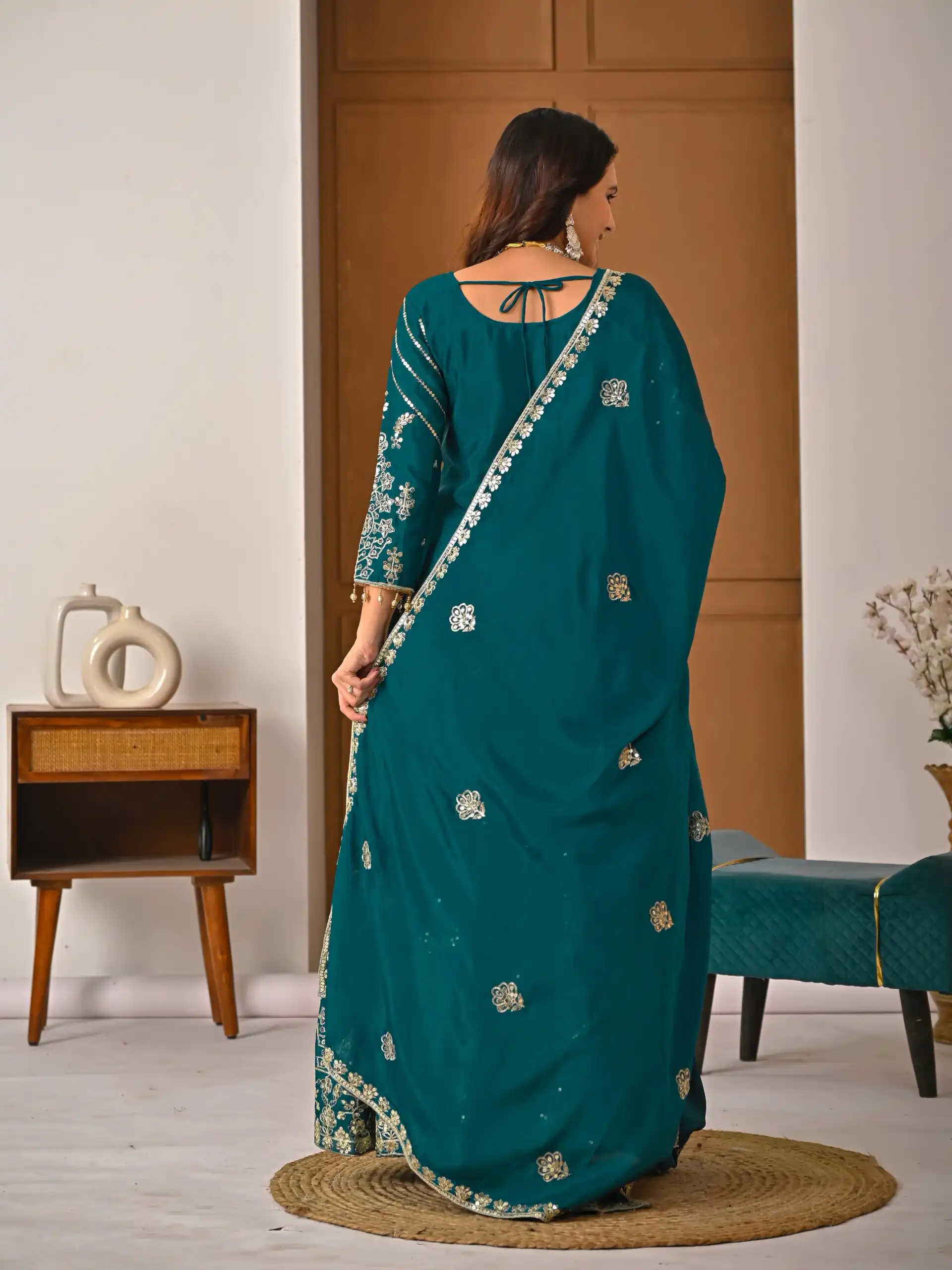 NF 1245 Teal Chinon Silk Lehenga Choli with Embroidery Work & Zari Work. Now at just ₹2449. Delivery 4-6 Working Days. Shop now. | Bollywood Lehenga, Creative Lehenga, Designer Lehenga, Embroidered Lehenga, Lehenga, Party Wear Lehenga