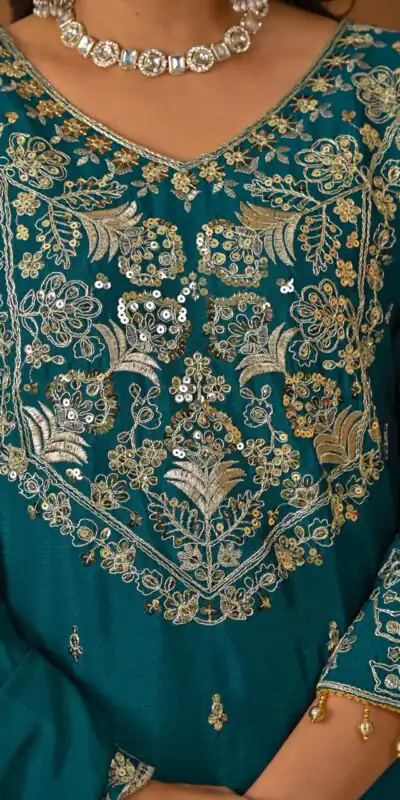 NF 1245 Teal Chinon Silk Lehenga Choli with Embroidery Work & Zari Work. Now at just ₹2449. Delivery 4-6 Working Days. Shop now. | Bollywood Lehenga, Creative Lehenga, Designer Lehenga, Embroidered Lehenga, Lehenga, Party Wear Lehenga