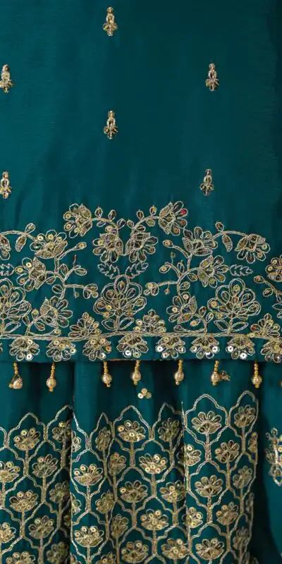 NF 1245 Teal Chinon Silk Lehenga Choli with Embroidery Work & Zari Work. Now at just ₹2449. Delivery 4-6 Working Days. Shop now. | Bollywood Lehenga, Creative Lehenga, Designer Lehenga, Embroidered Lehenga, Lehenga, Party Wear Lehenga