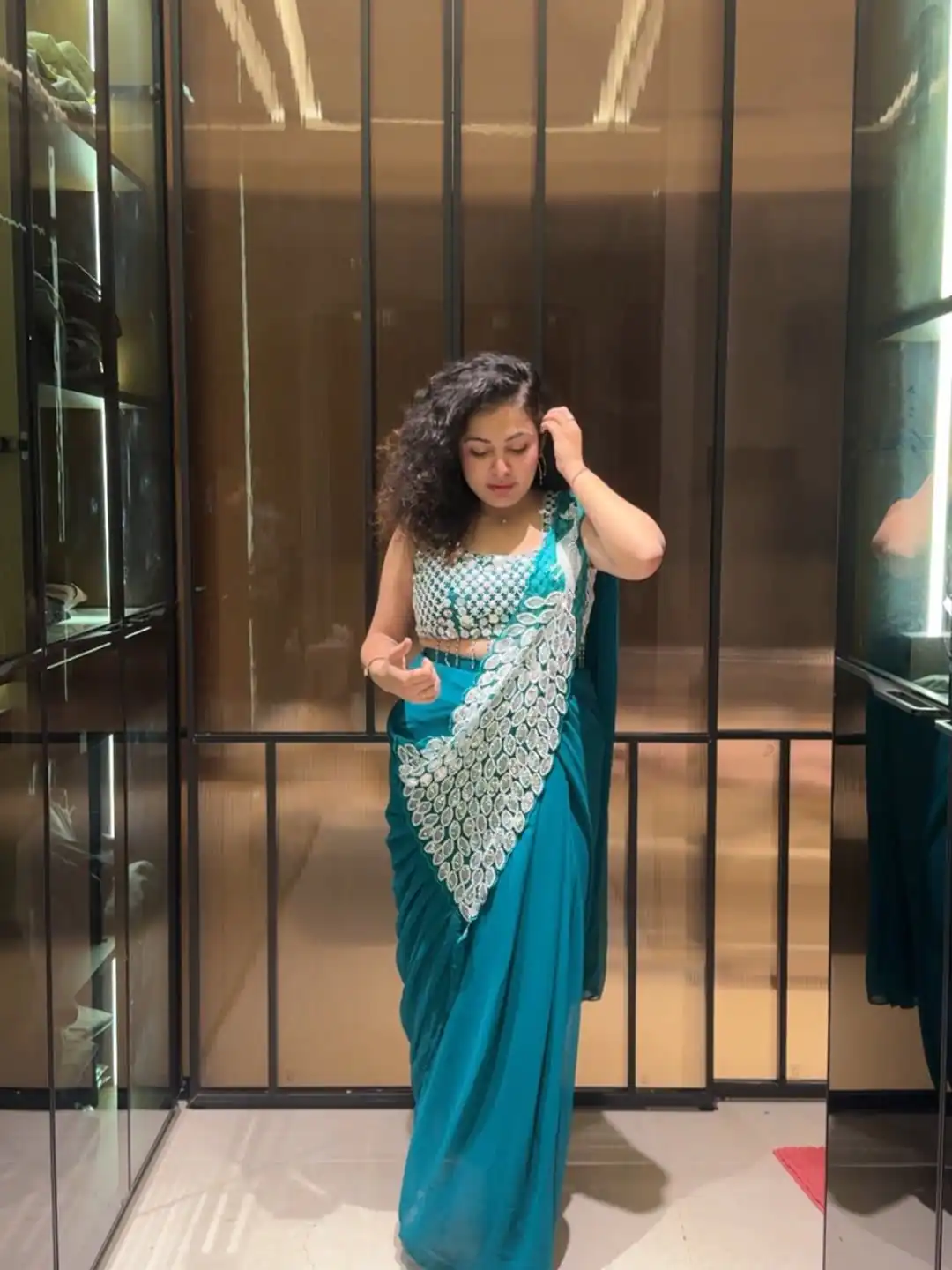 ST 1165 Teal Faux Georgette Saree with Embroidery Work & Sequins Work. Now at just ₹1799. Delivery 4-6 Working Days. Shop now. | Creative Sarees, Bollywood Sarees, Designer Sarees, Embroidered Sarees, Ethnic Saree, Modern Digital sarees, Party Wear Sarees, Sarees