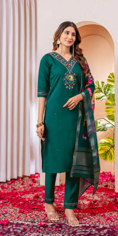 DIVA 112 Teal Green Marina Silk Salwar Suit with Embroidery Work. Introductory Price ₹1999. Delivery 4-6 Working Days. Shop now. | Casual Suits, Jump Suits, Creative suits, Designer Suits, Palazzo Suits, Party Wear Suits, Patiala Suits, Salwar suit, Straight Suits
