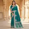 Teal Pure Banarasi Silk Zari Lace Work Saree