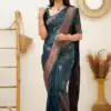 KPR 136 Teal in Soft Lichi Silk Lace Border & Lace Work Saree . Exclusive Offer ₹1299. Delivery 4-6 Working Days. Shop now. | Creative Sarees, Bollywood Sarees, Designer Sarees, Embroidered Sarees, Ethnic Saree, Modern Digital sarees, Party Wear Sarees, Sarees