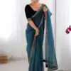 SC 1017 Teal Soft Twil Net Silk Saree Perfect for Wedding, Party, Temple Visit, Reception, Sangeet – . Now at just ₹1699. Delivery 4-6 Working Days. | Creative Sarees, Bollywood Sarees, Designer Sarees, Embroidered Sarees, Ethnic Saree, Modern Digital sarees, Party Wear Sarees, Sarees