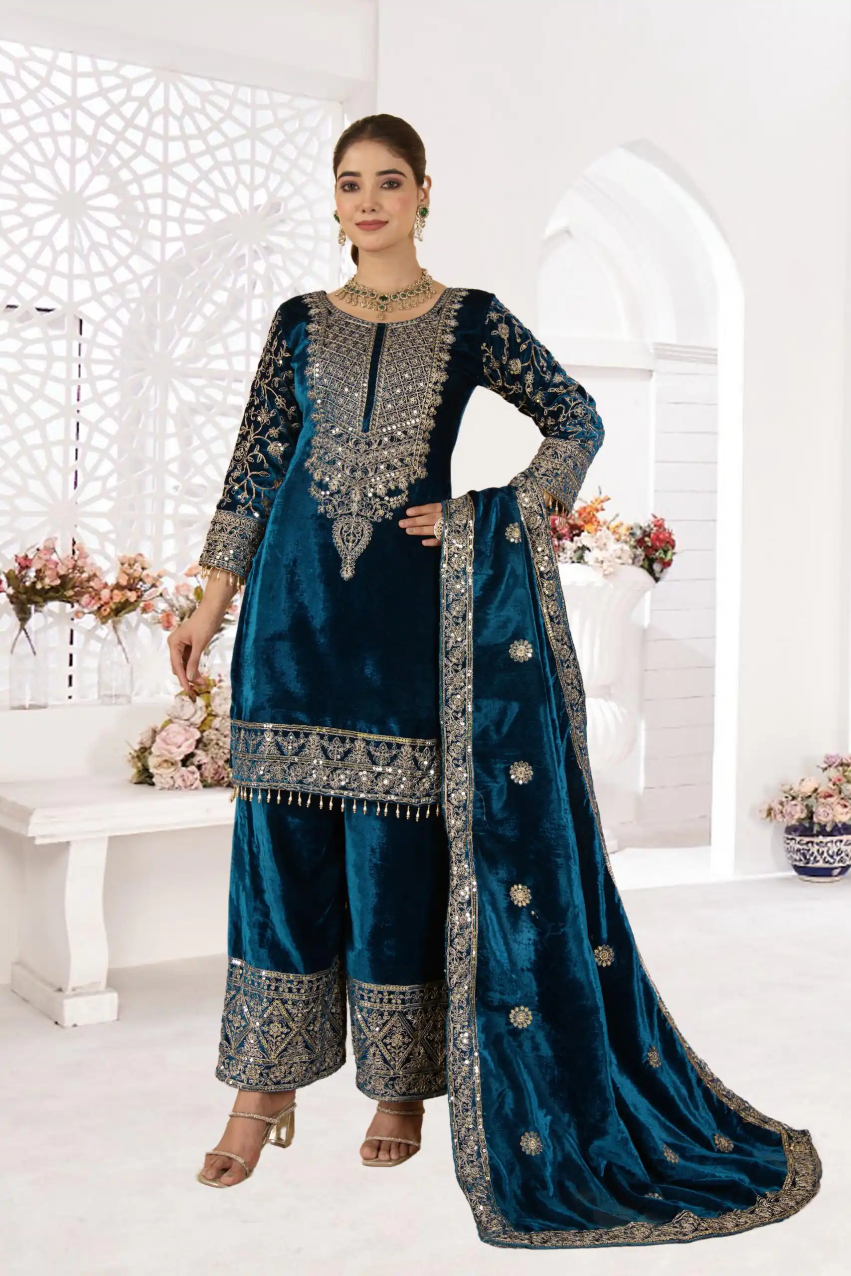 NF 1231 Teal Viscose Velvet Salwar Suit. Perfect for Wedding, Party, Traditional Day, Baisakhi, Eid – Available at ₹2399 only. Delivery 4-6 Workin | Casual Suits, Jump Suits, Creative suits, Designer Suits, Palazzo Suits, Party Wear Suits, Patiala Suits, Salwar suit, Straight Suits