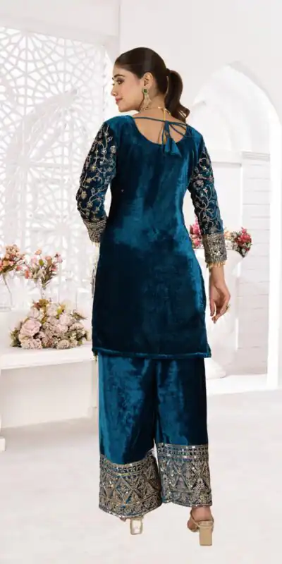 NF 1231 Teal Viscose Velvet Salwar Suit. Perfect for Wedding, Party, Traditional Day, Baisakhi, Eid – Available at ₹2399 only. Delivery 4-6 Workin | Casual Suits, Jump Suits, Creative suits, Designer Suits, Palazzo Suits, Party Wear Suits, Patiala Suits, Salwar suit, Straight Suits