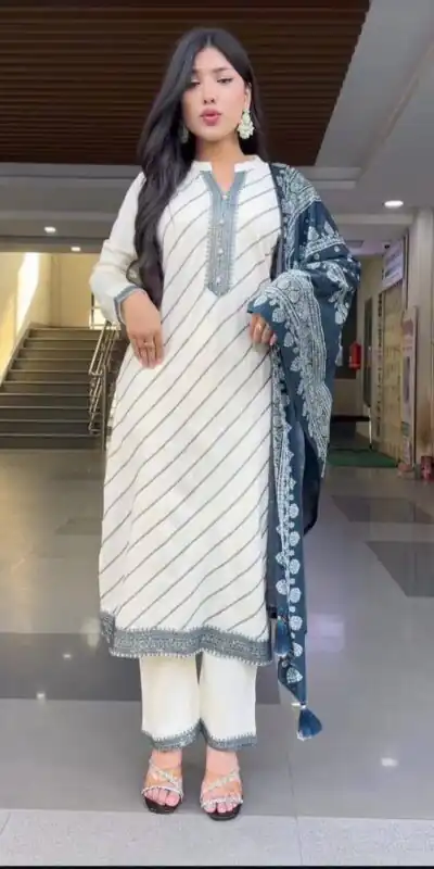 DC 113 White in Maslin Digital Print Salwar Suit . Wedding, Party, Festive, Events, Introductory Price ₹1599. Delivery 4-6 Working Days. Shop now. | Casual Suits, Jump Suits, Creative suits, Designer Suits, Palazzo Suits, Party Wear Suits, Patiala Suits, Salwar suit, Straight Suits
