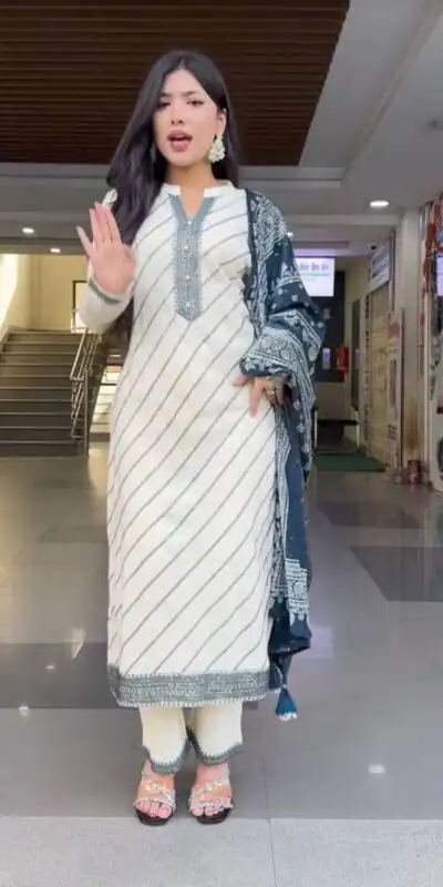 DC 113 White in Maslin Digital Print Salwar Suit . Wedding, Party, Festive, Events, Introductory Price ₹1599. Delivery 4-6 Working Days. Shop now. | Casual Suits, Jump Suits, Creative suits, Designer Suits, Palazzo Suits, Party Wear Suits, Patiala Suits, Salwar suit, Straight Suits