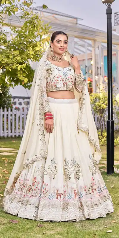 Ram 162 White in Color Vichitra Silk Embroidery Work Lehenga Choli . Now at just ₹3149. Delivery 4-6 Working Days. Shop now. | Bollywood Lehenga, Creative Lehenga, Designer Lehenga, Embroidered Lehenga, Lehenga, Party Wear Lehenga