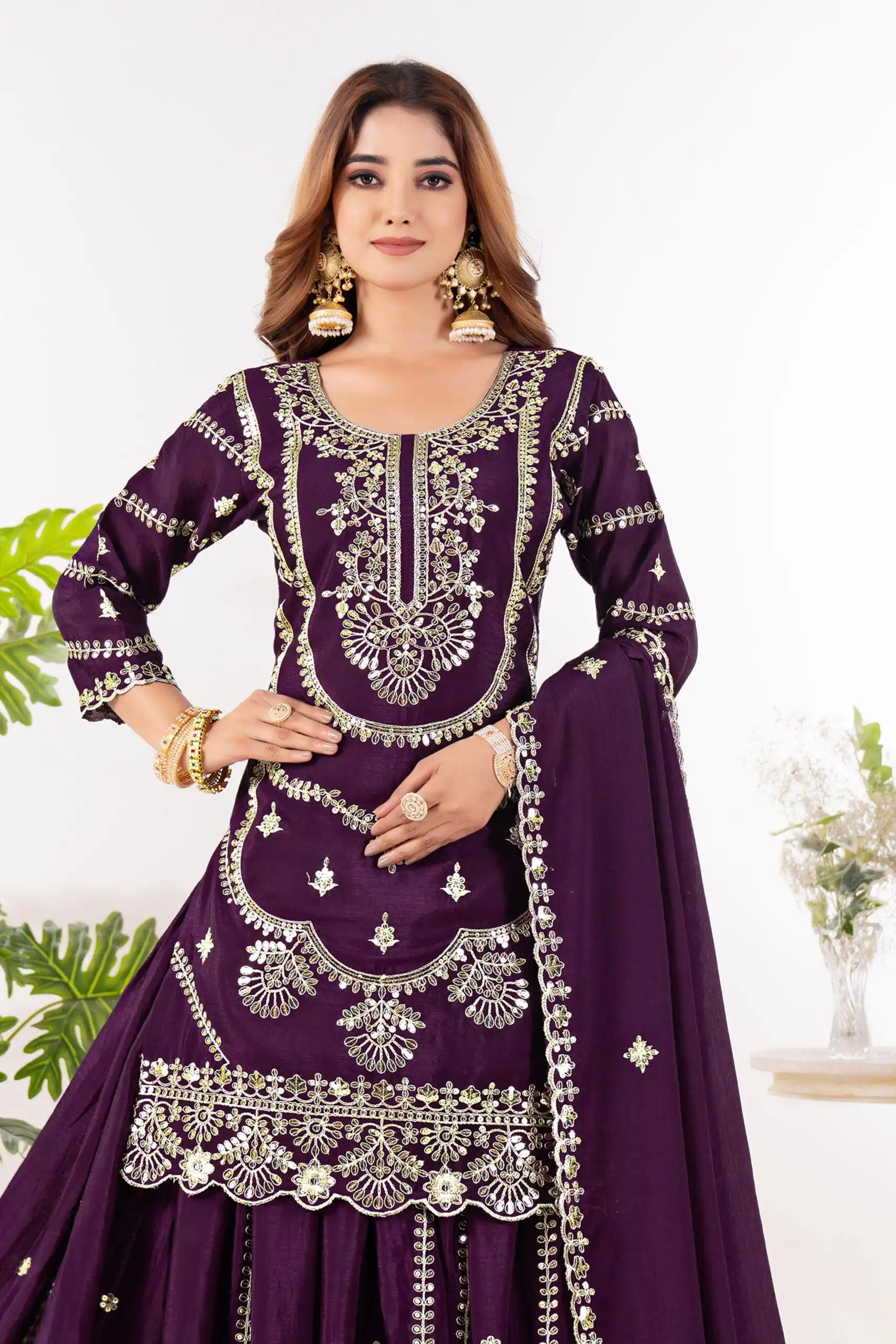 ND 5033 Wine Chinon Silk Salwar Suit with Embroidery Work & Lace Work. Affordable Price ₹2149. Delivery 4-6 Working Days. Shop now. | Casual Suits, Jump Suits, Creative suits, Designer Suits, Palazzo Suits, Party Wear Suits, Patiala Suits, Salwar suit, Straight Suits
