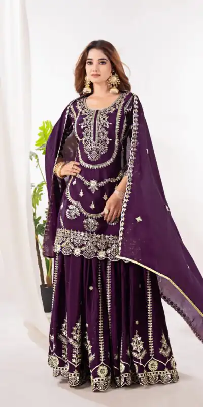 ND 5033 Wine Chinon Silk Salwar Suit with Embroidery Work & Lace Work. Affordable Price ₹2149. Delivery 4-6 Working Days. Shop now. | Casual Suits, Jump Suits, Creative suits, Designer Suits, Palazzo Suits, Party Wear Suits, Patiala Suits, Salwar suit, Straight Suits