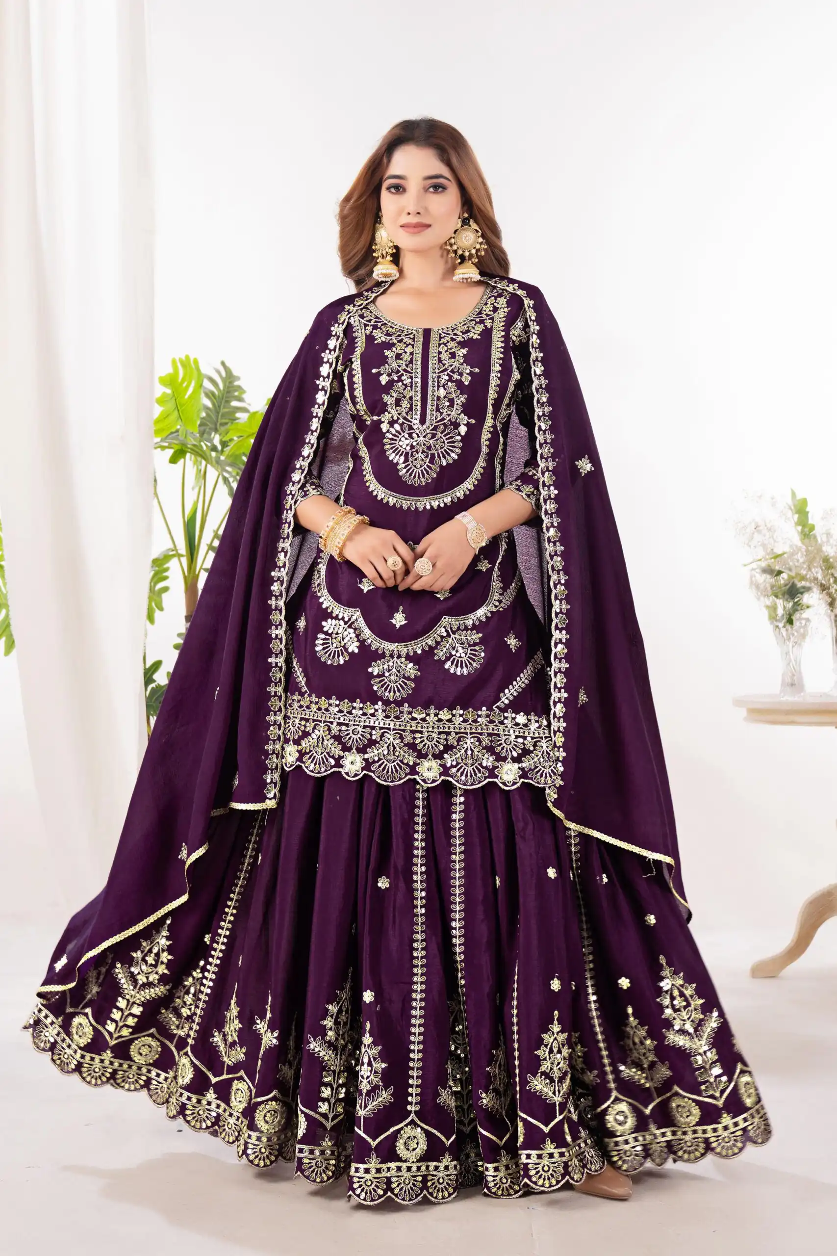 ND 5033 Wine Chinon Silk Salwar Suit with Embroidery Work & Lace Work. Affordable Price ₹2149. Delivery 4-6 Working Days. Shop now. | Casual Suits, Jump Suits, Creative suits, Designer Suits, Palazzo Suits, Party Wear Suits, Patiala Suits, Salwar suit, Straight Suits