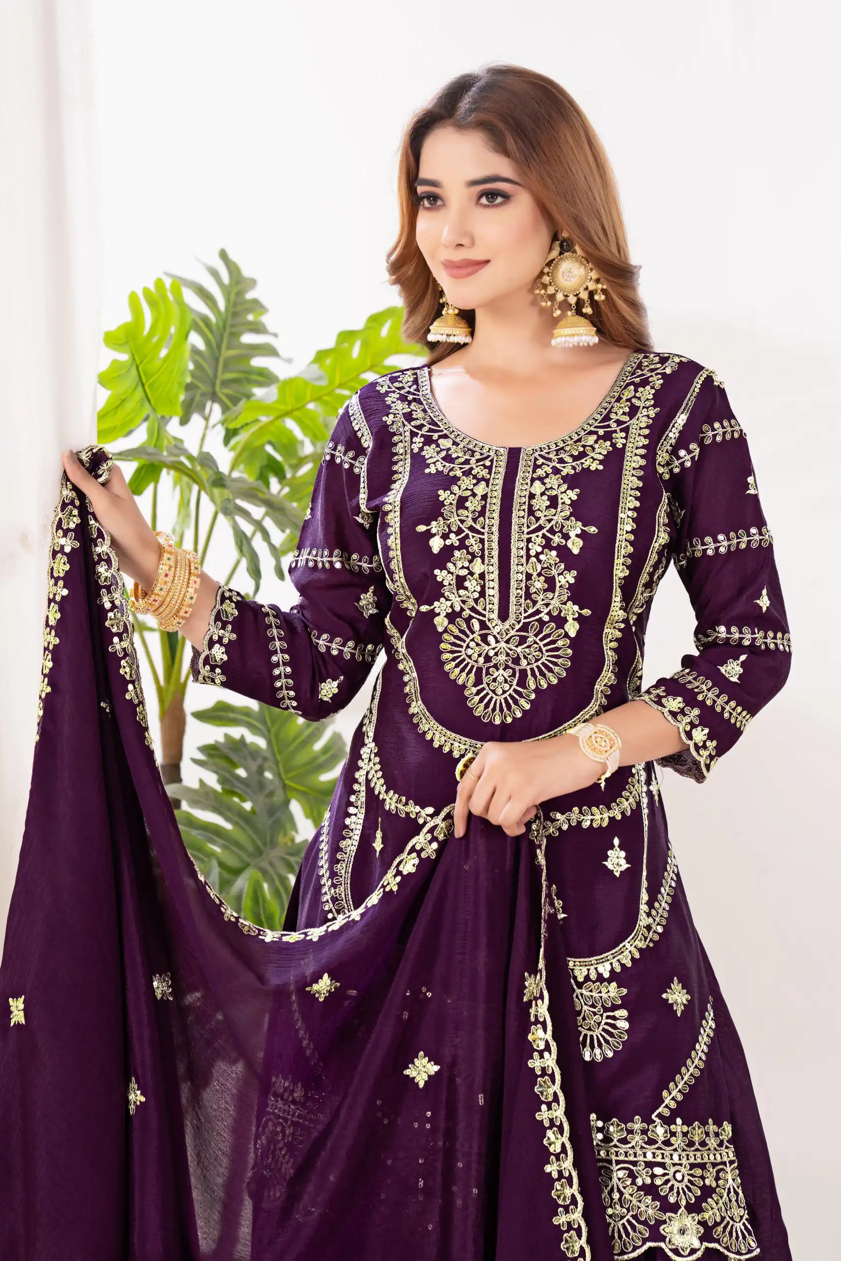 ND 5033 Wine Chinon Silk Salwar Suit with Embroidery Work & Lace Work. Affordable Price ₹2149. Delivery 4-6 Working Days. Shop now. | Casual Suits, Jump Suits, Creative suits, Designer Suits, Palazzo Suits, Party Wear Suits, Patiala Suits, Salwar suit, Straight Suits