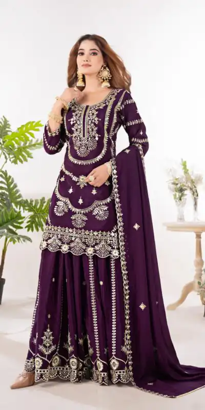 ND 5033 Wine Chinon Silk Salwar Suit with Embroidery Work & Lace Work. Affordable Price ₹2149. Delivery 4-6 Working Days. Shop now. | Casual Suits, Jump Suits, Creative suits, Designer Suits, Palazzo Suits, Party Wear Suits, Patiala Suits, Salwar suit, Straight Suits