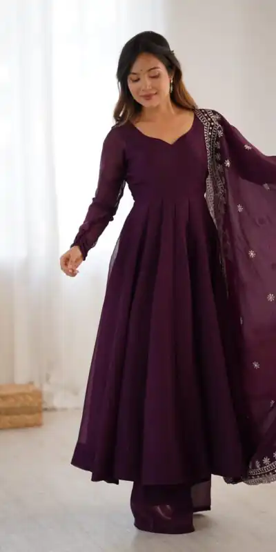 SSR 5006 Wine Fandy Silk Gown Perfect for Wedding, Party, Pongal, Traditional Day, Baby Shower – . Get it for ₹1999. Delivery 4-6 Working Days. Shop | Bollywood Gowns, Creative Gowns, Designer Gowns, Embroidered Gowns, Gowns, Party Wear Gowns