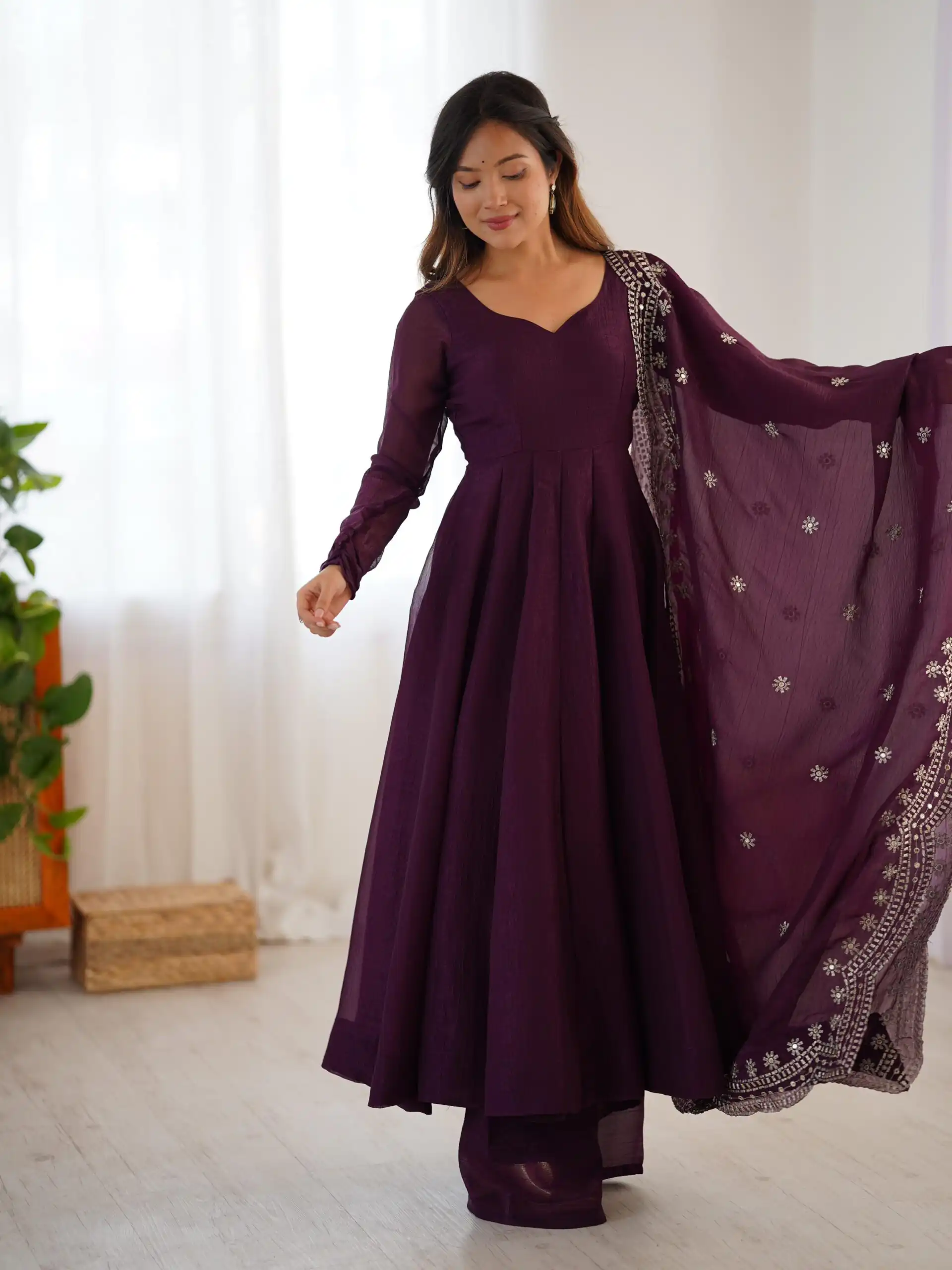 SSR 5006 Wine Fandy Silk Gown Perfect for Wedding, Party, Pongal, Traditional Day, Baby Shower – . Get it for ₹1999. Delivery 4-6 Working Days. Shop | Bollywood Gowns, Creative Gowns, Designer Gowns, Embroidered Gowns, Gowns, Party Wear Gowns