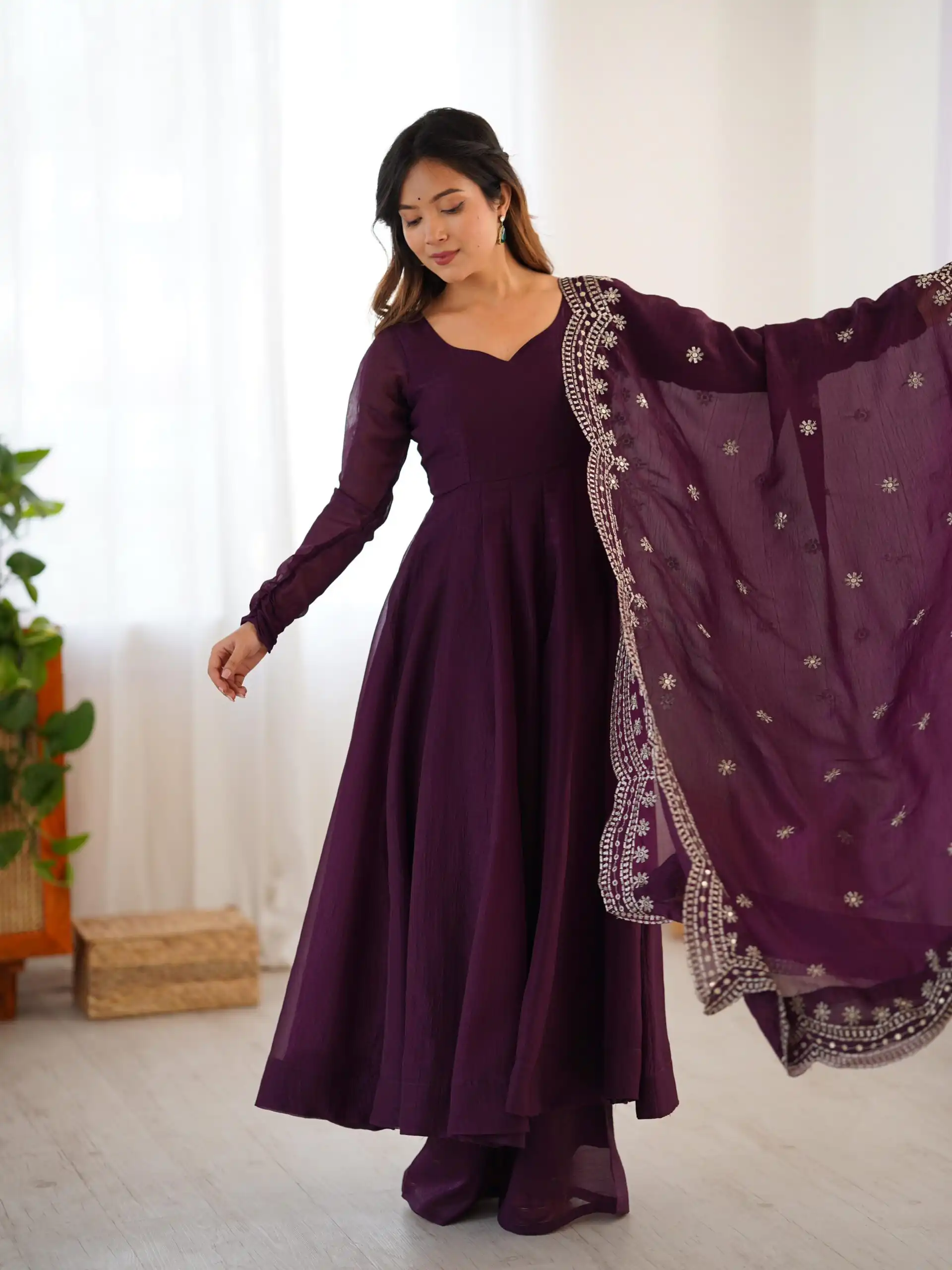 SSR 5006 Wine Fandy Silk Gown Perfect for Wedding, Party, Pongal, Traditional Day, Baby Shower – . Get it for ₹1999. Delivery 4-6 Working Days. Shop | Bollywood Gowns, Creative Gowns, Designer Gowns, Embroidered Gowns, Gowns, Party Wear Gowns