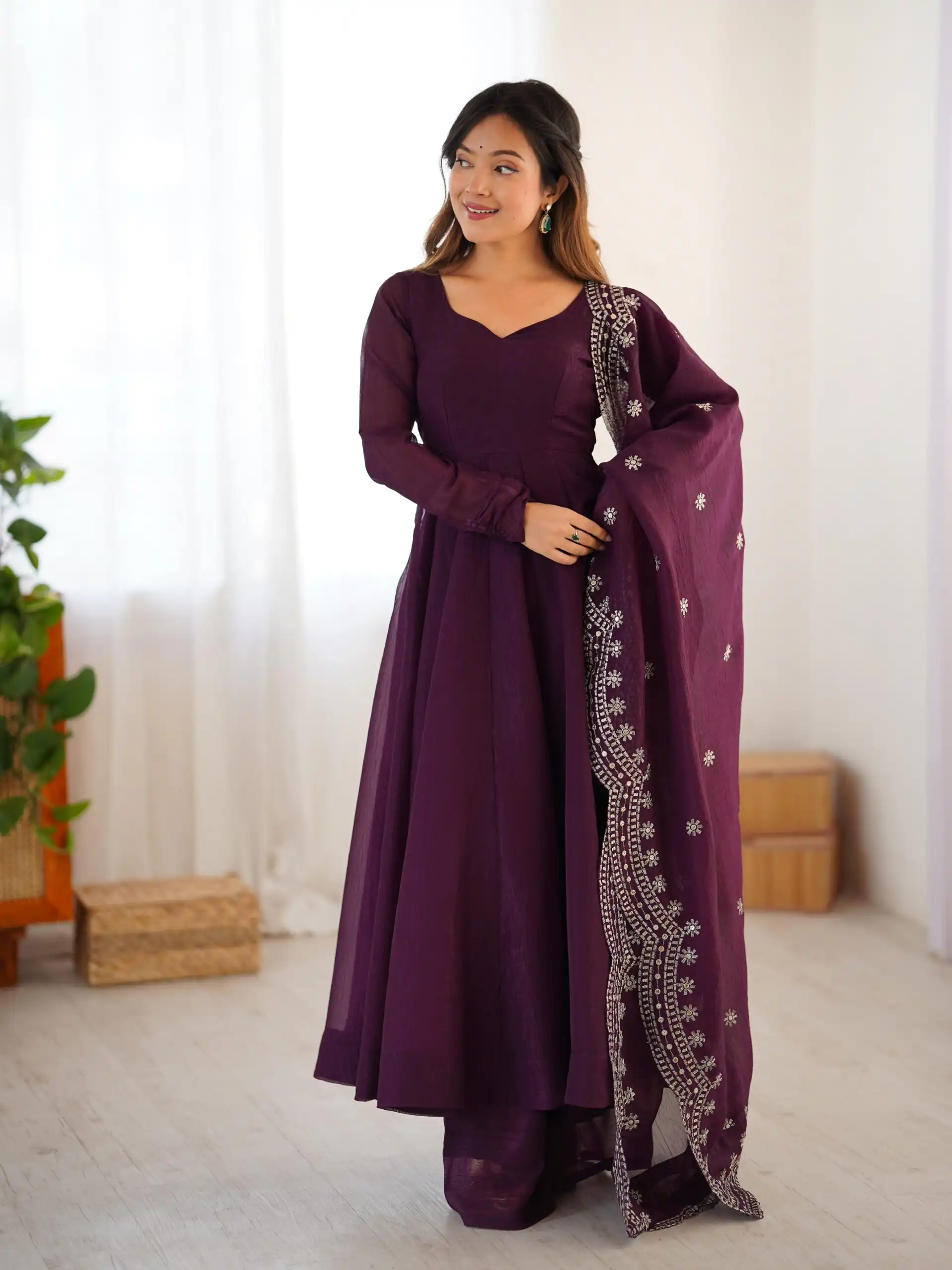 SSR 5006 Wine Fandy Silk Gown Perfect for Wedding, Party, Pongal, Traditional Day, Baby Shower – . Get it for ₹1999. Delivery 4-6 Working Days. Shop | Bollywood Gowns, Creative Gowns, Designer Gowns, Embroidered Gowns, Gowns, Party Wear Gowns