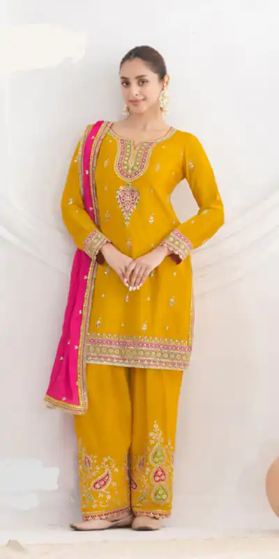 DS GULZAR 2641 Yellow in Chinon Embroidery Work & Mirror Work Salwar Suit. Now at just ₹3049. Delivery 4-6 Working Days. Shop now. | Casual Suits, Jump Suits, Tops & Bottoms, Track Suits, Trendy Wear, Creative suits, Designer Suits, Palazzo Suits, Party Wear Suits, Patiala Suits, Salwar suit, Straight Suits