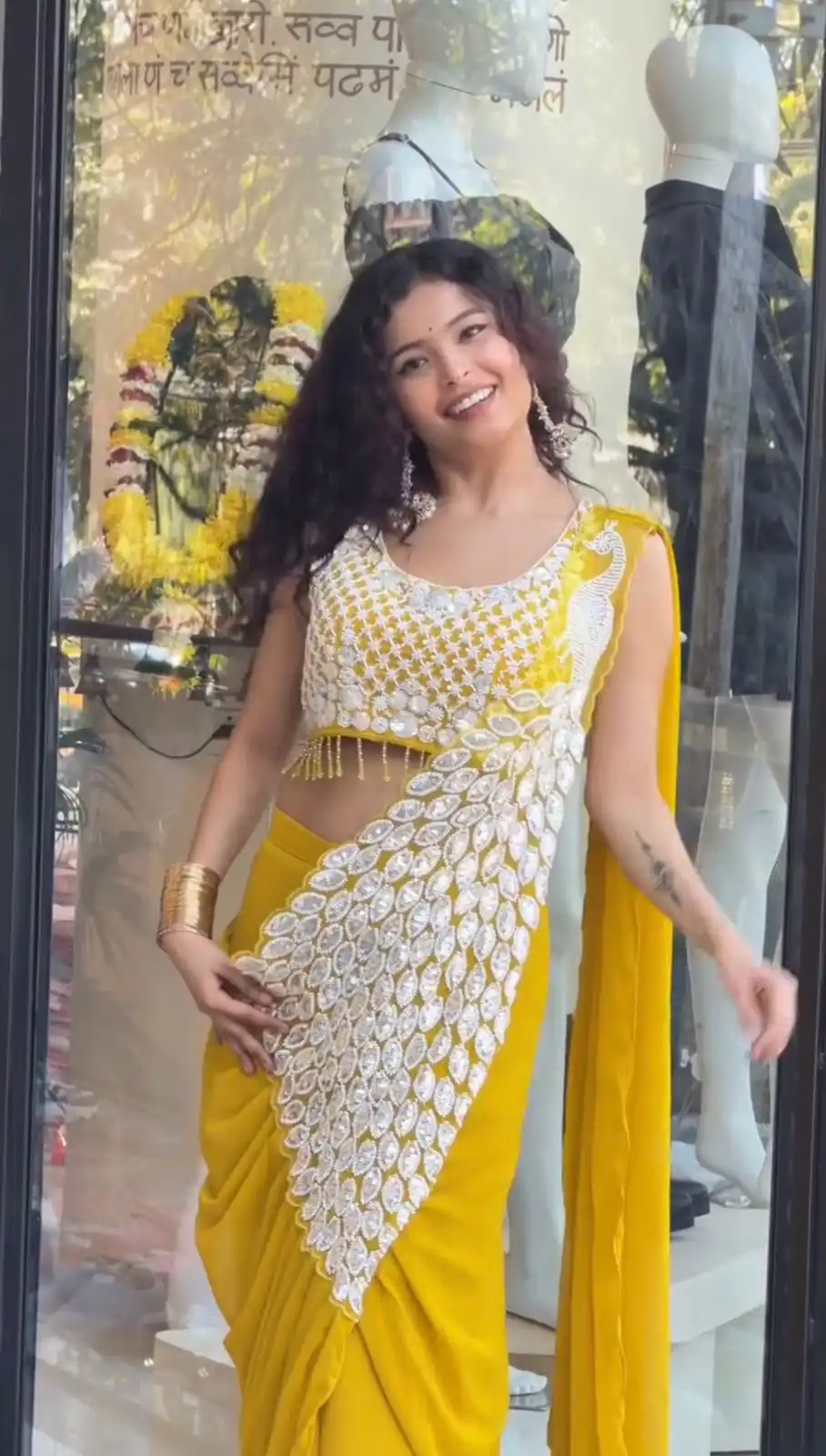 ST 1165 Yellow Faux Georgette Saree with Embroidery Work & Sequins Work. Now at just ₹1799. Delivery 4-6 Working Days. Shop now. | Creative Sarees, Bollywood Sarees, Designer Sarees, Embroidered Sarees, Ethnic Saree, Modern Digital sarees, Party Wear Sarees, Sarees