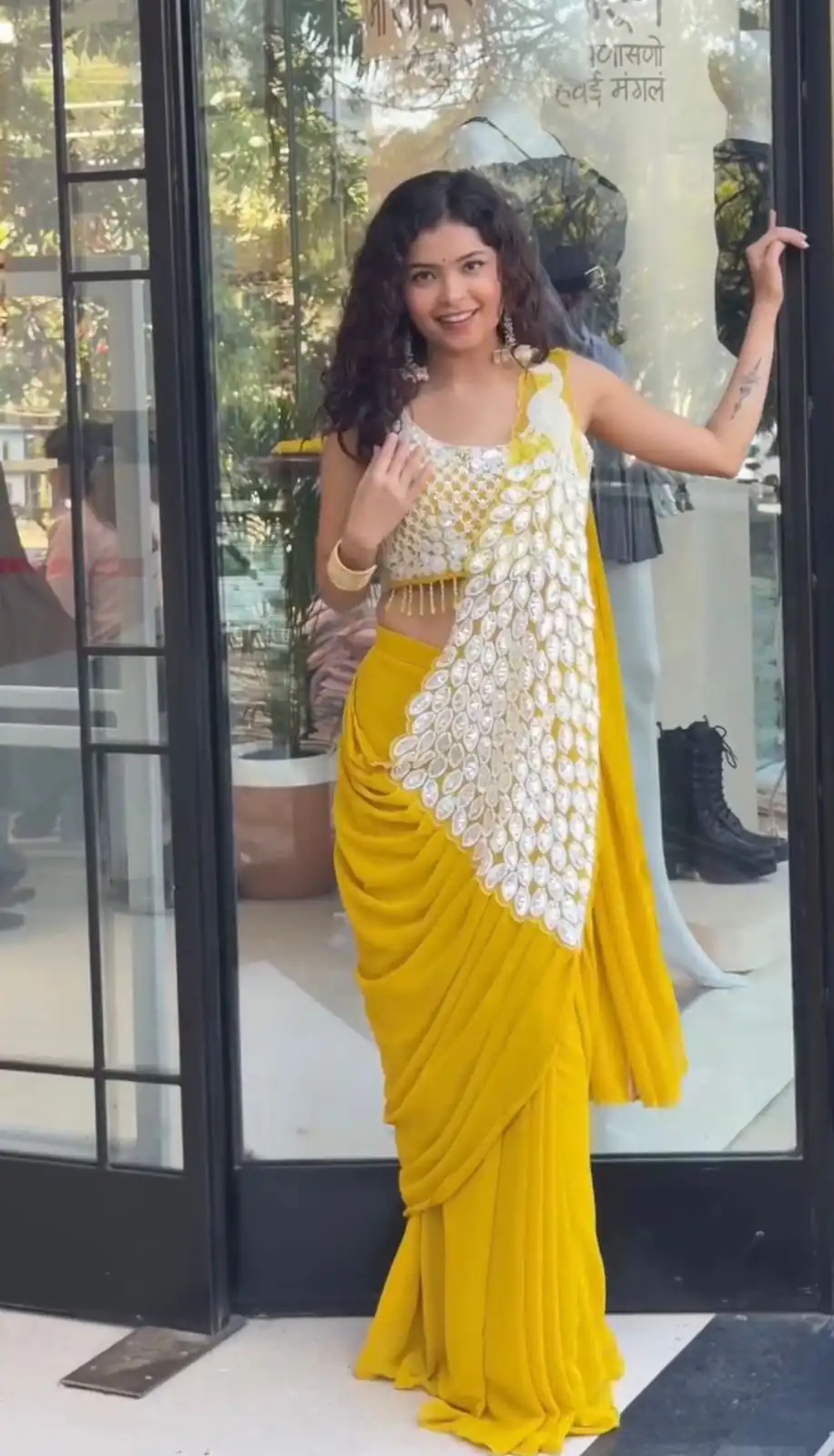 ST 1165 Yellow Faux Georgette Saree with Embroidery Work & Sequins Work. Now at just ₹1799. Delivery 4-6 Working Days. Shop now. | Creative Sarees, Bollywood Sarees, Designer Sarees, Embroidered Sarees, Ethnic Saree, Modern Digital sarees, Party Wear Sarees, Sarees