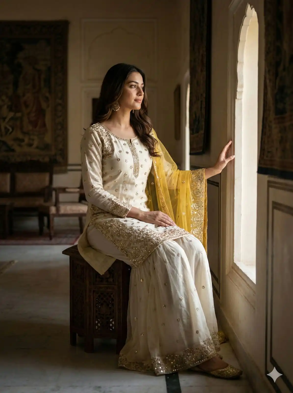 JF 041 Yellow Fendy Silk Salwar Suitwith Embroidery Work & Lace Work. Now at just ₹2149. Delivery 4-6 Working Days. Shop now. | Casual Suits, Jump Suits, Creative suits, Designer Suits, Palazzo Suits, Party Wear Suits, Patiala Suits, Salwar suit, Straight Suits