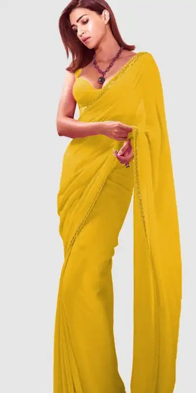 JR 617 Yellow Color Georgette Embroidery Deual Sequence Saree Casual, Wedding, Festive, Events Expected Delivery  4-6 Working Days @1649/- | Creative Sarees, Bollywood Sarees, Designer Sarees, Embroidered Sarees, Ethnic Saree, Modern Digital sarees, Party Wear Sarees, Sarees