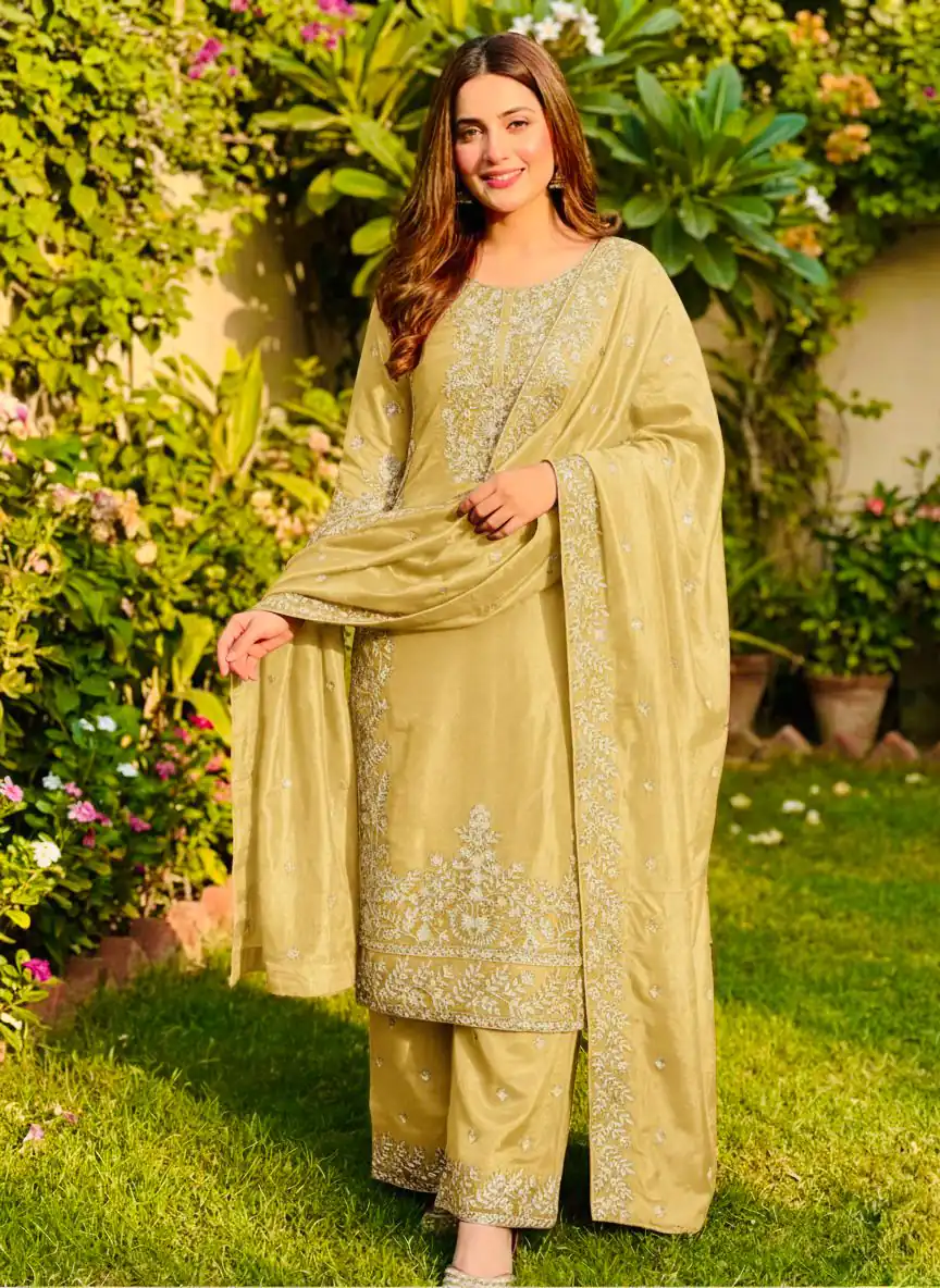 SRK 5316 Yellow Organza Silk Salwar Suit Perfect for Wedding, Party, Makar Sankranti, Eid, Durga Puja – . Affordable Price ₹2149. Delivery 4-6 Workin | Casual Suits, Jump Suits, Creative suits, Designer Suits, Palazzo Suits, Party Wear Suits, Patiala Suits, Salwar suit, Straight Suits