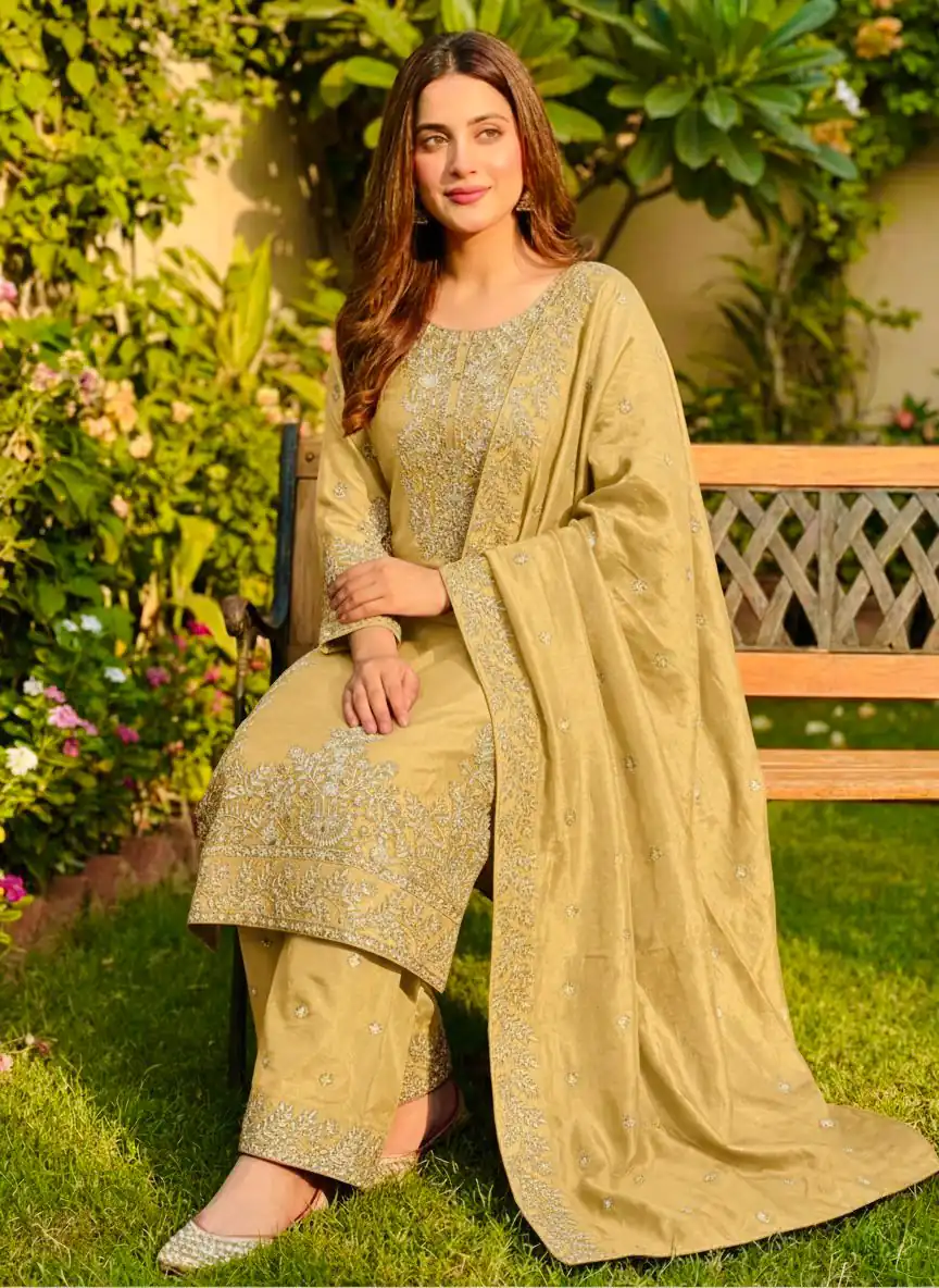 SRK 5316 Yellow Organza Silk Salwar Suit Perfect for Wedding, Party, Makar Sankranti, Eid, Durga Puja – . Affordable Price ₹2149. Delivery 4-6 Workin | Casual Suits, Jump Suits, Creative suits, Designer Suits, Palazzo Suits, Party Wear Suits, Patiala Suits, Salwar suit, Straight Suits