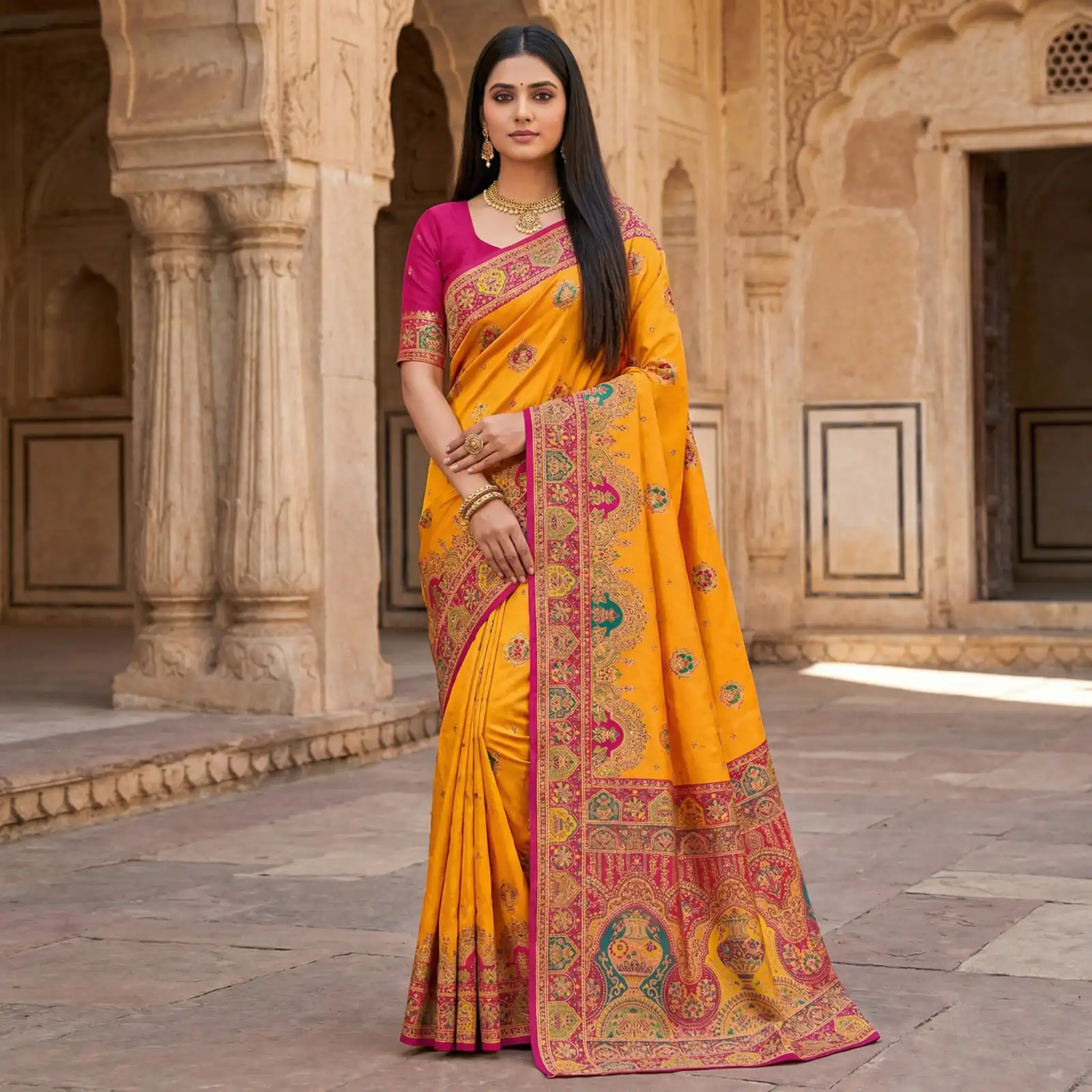 MB 56 Yellow Paithani Silk Saree with Lace Border & Lace Work. Affordable Price ₹2399. Delivery 4-6 Working Days. Shop now. | Creative Sarees, Bollywood Sarees, Designer Sarees, Embroidered Sarees, Ethnic Saree, Modern Digital sarees, Party Wear Sarees, Sarees