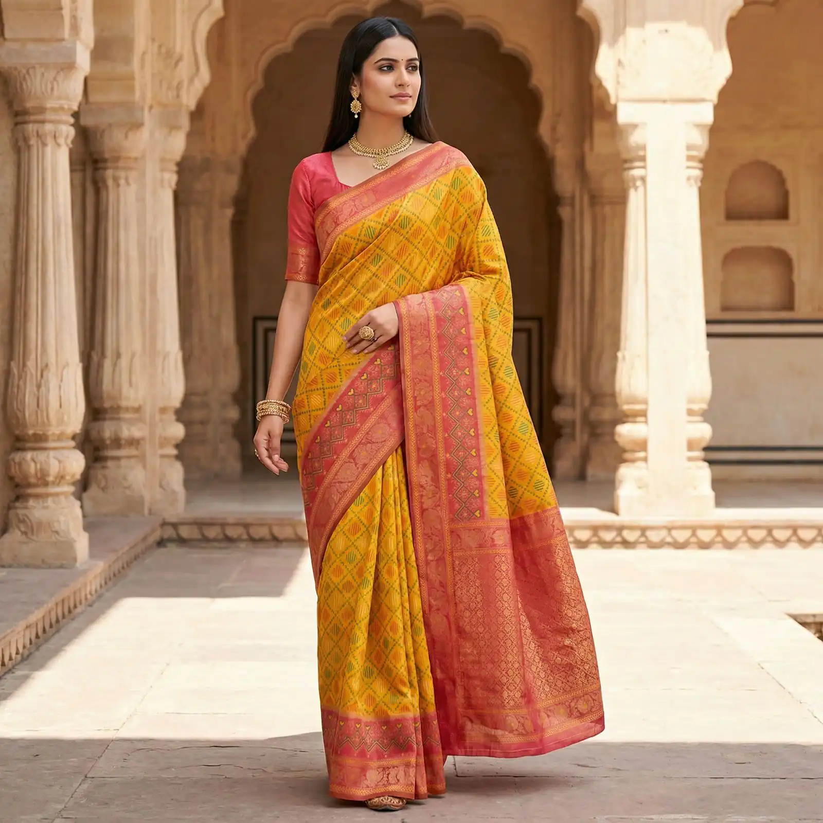 MB 6088 Yellow Color Lace Work & Zari Work Sareein Pochampalli Silk. Best Price ₹2049. Delivery 4-6 Working Days. Shop now. | Creative Sarees, Bollywood Sarees, Designer Sarees, Embroidered Sarees, Ethnic Saree, Modern Digital sarees, Party Wear Sarees, Sarees