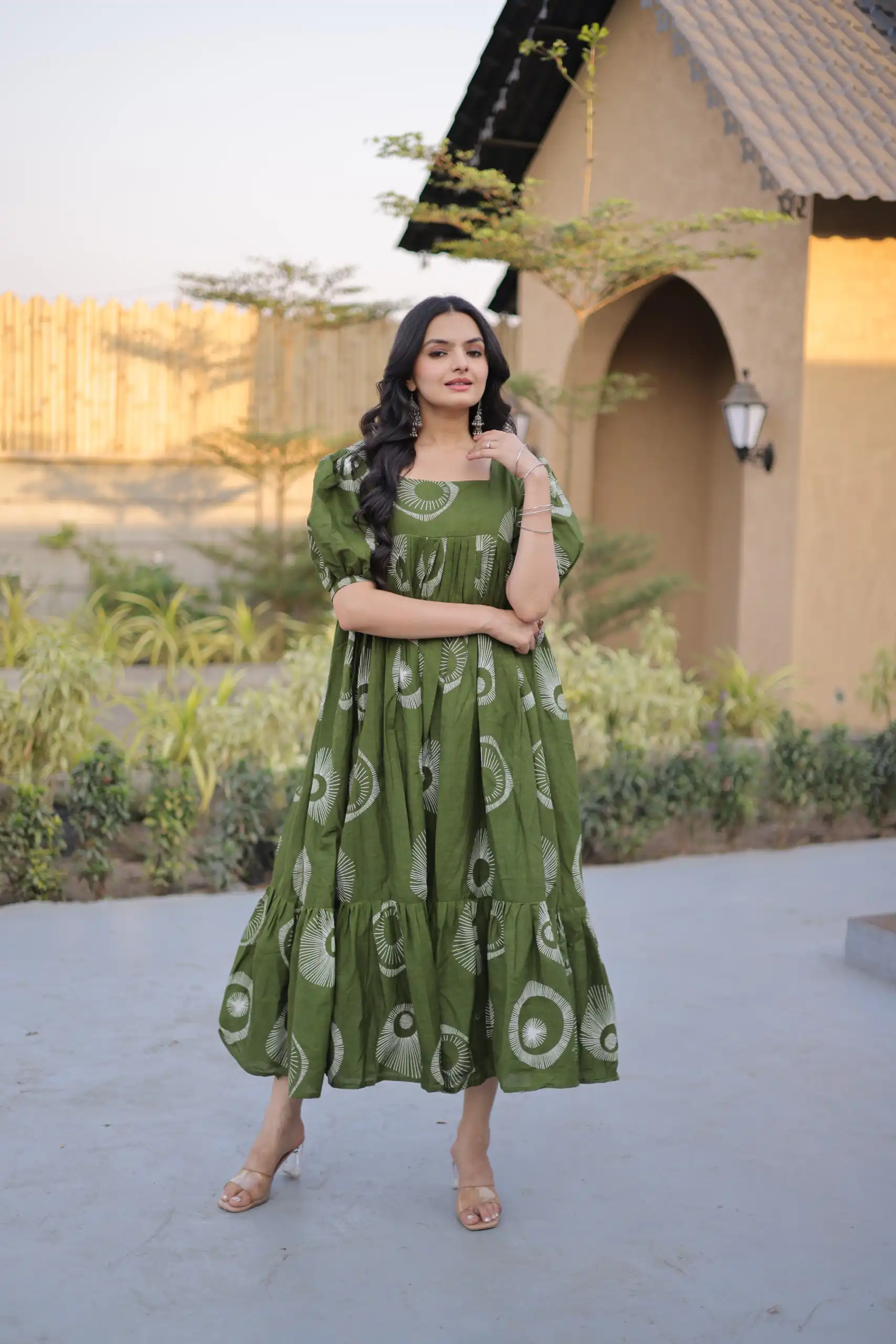 Beautiful Green Cotton Printed Kurti - Image 4