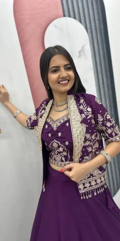 Alternative view of Fancy Purple Chinon Embroidery Work Lehenga Choli
