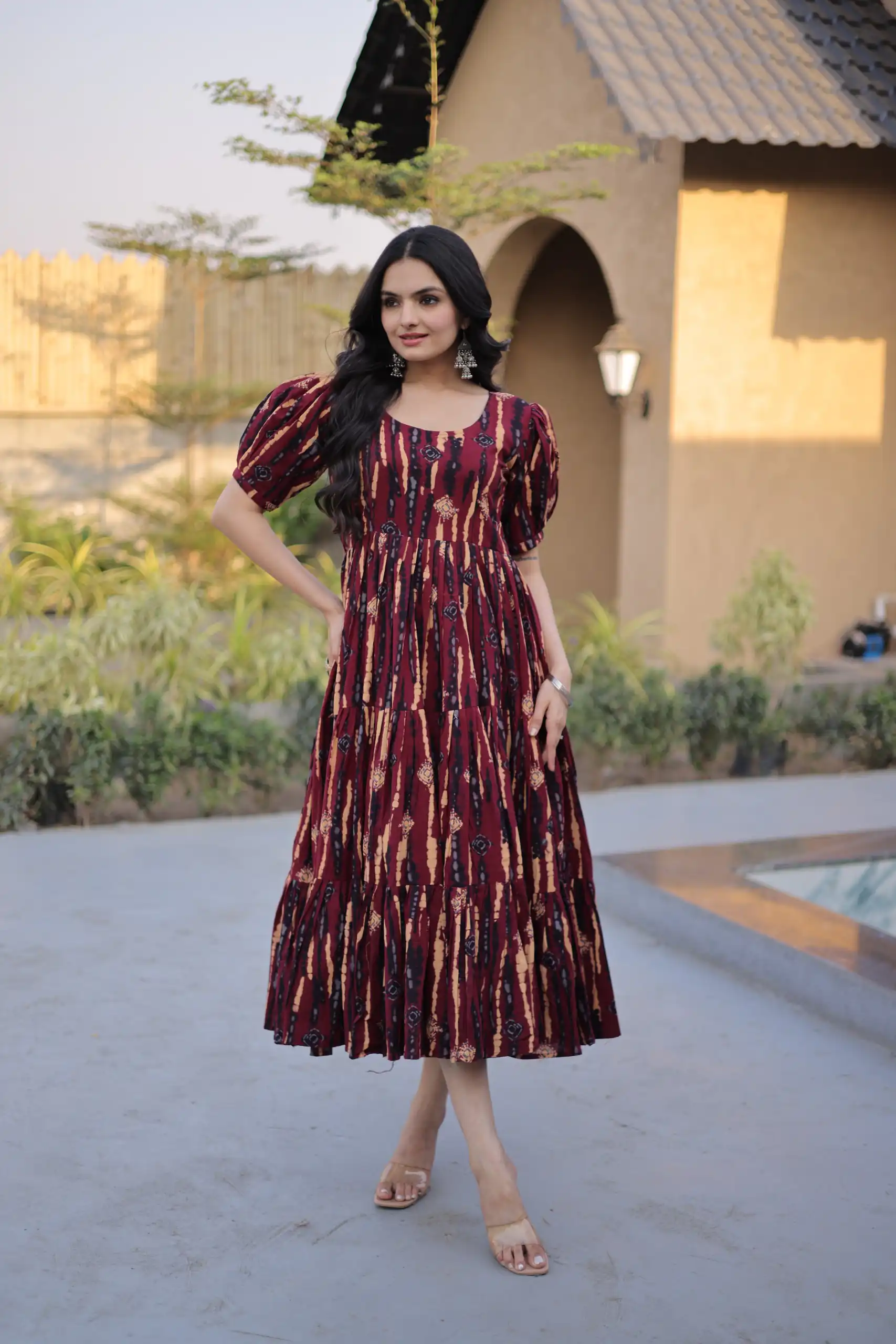 Magical Maroon Cotton Printed Work Kurti - Image 4