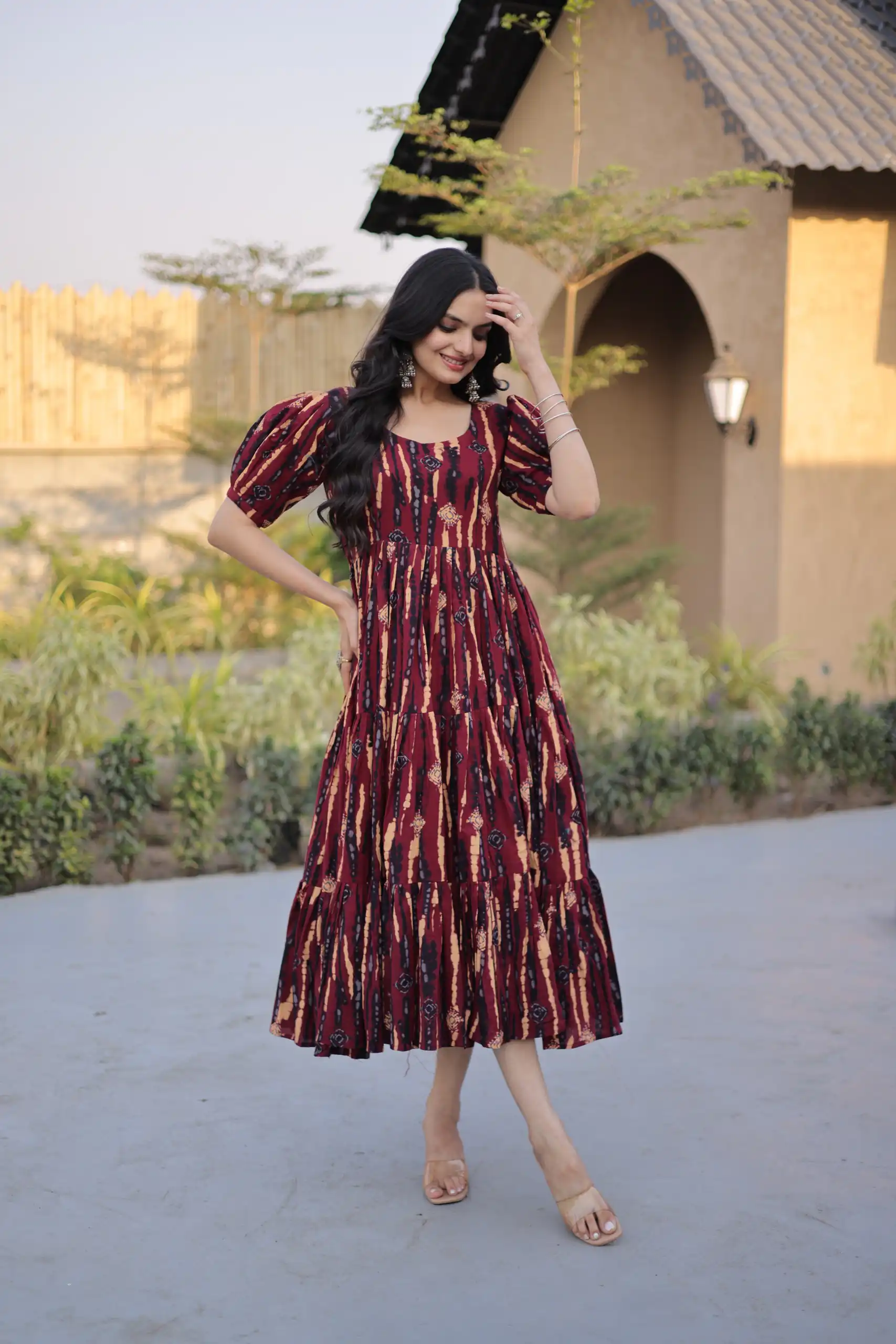Magical Maroon Cotton Printed Work Kurti - Image 5