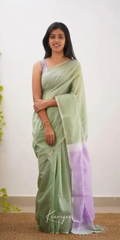 Alternative view of Perfect Pista Soft Lilan Slab Weaving Work Saree