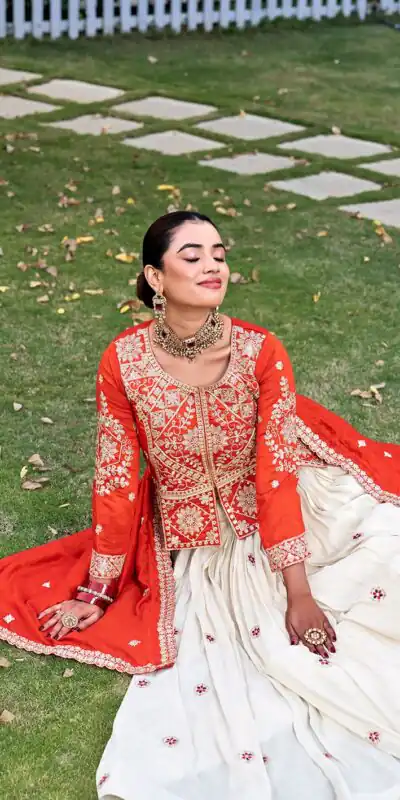 Alternative view of Special Orange Vichitra Thread Work Lehenga Choli