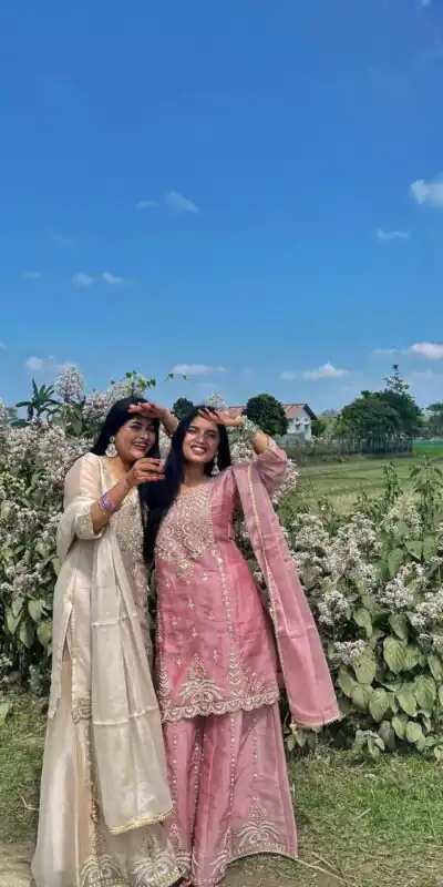 Alternative view of Stylist Cream Zimmy Cho Embroidery Work Salwar Suit