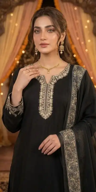 LG 2107 Black Rayon Salwar Suit with Embroidery Work & Mirror Work. Grab it for ₹1999. Delivery 4-6 Working Days. Shop now. | Casual Suits, Jump Suits, Creative suits, Designer Suits, Palazzo Suits, Party Wear Suits, Patiala Suits, Salwar suit, Straight Suits