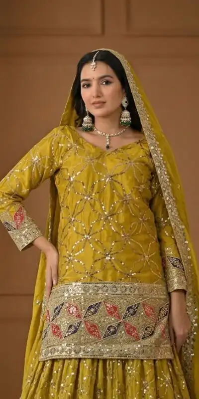MD 3092 Mustered Chinnon Silk Salwar Suit Perfect for Wedding, Party, Ganesh Chaturthi, Baby Shower, Makar Sankranti – . Affordable Price ₹2449. De | Casual Suits, Jump Suits, Creative suits, Designer Suits, Palazzo Suits, Party Wear Suits, Patiala Suits, Salwar suit, Straight Suits
